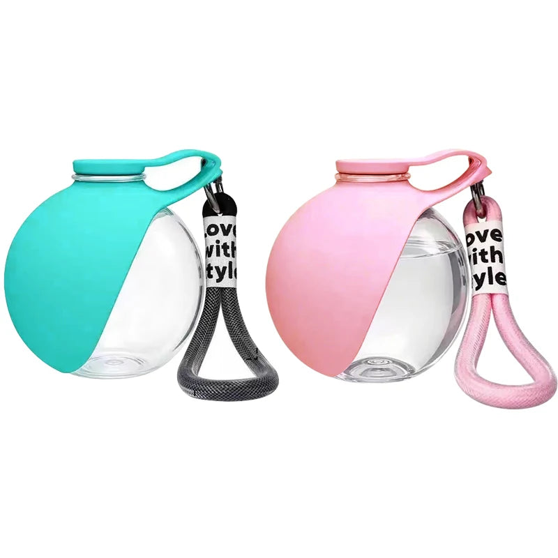 1/2Pcs Dog Ball Water Bottle with Removable Silicone Bowl 285Ml Plastic Construction Leak-Proof Outdoors Activities like Walking