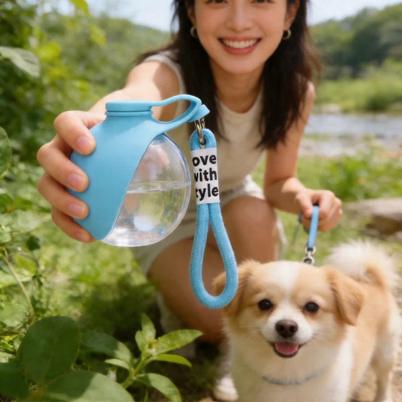 1/2Pcs Dog Ball Water Bottle with Removable Silicone Bowl 285Ml Plastic Construction Leak-Proof Outdoors Activities like Walking