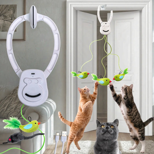 AIXINPET Electric Cat Teaser, Rechargeable Door-Mounted Interactive Cat Toy for Indoor Use Only, Two Fun Exercise Modes, Adjustable String Length, Multiple Accessories for Customization, Educational Cat Toy,Tiktokshopdealsforyoudays,Summerwins