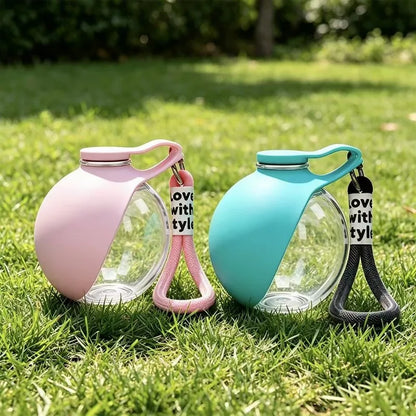 1/2Pcs Dog Ball Water Bottle with Removable Silicone Bowl 285Ml Plastic Construction Leak-Proof Outdoors Activities like Walking